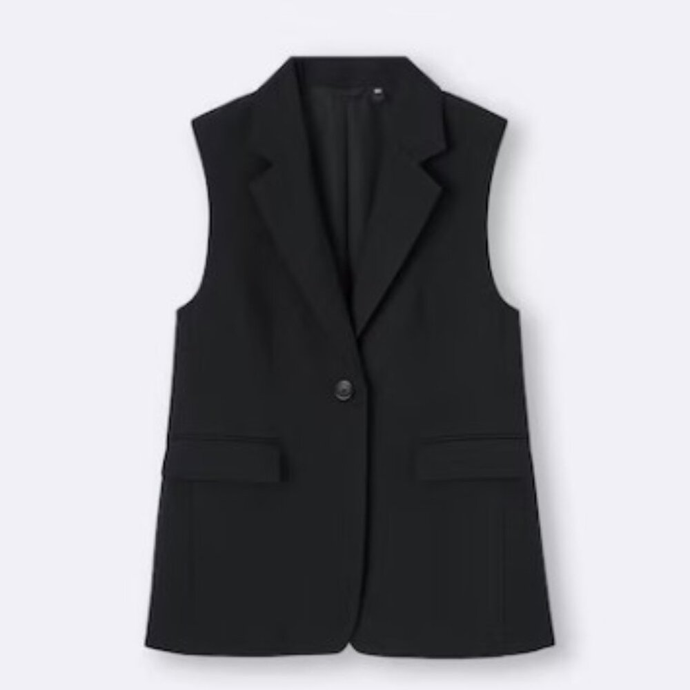 GU - Oversized Unisex Tailored Black Vest - SZ XL